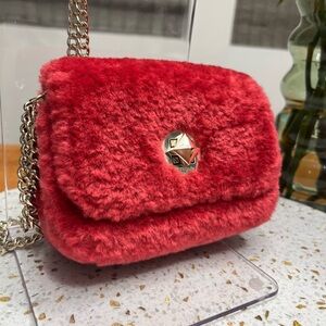 Kate Spade Pink Faux Fur Chain Shoulder Mini Bag